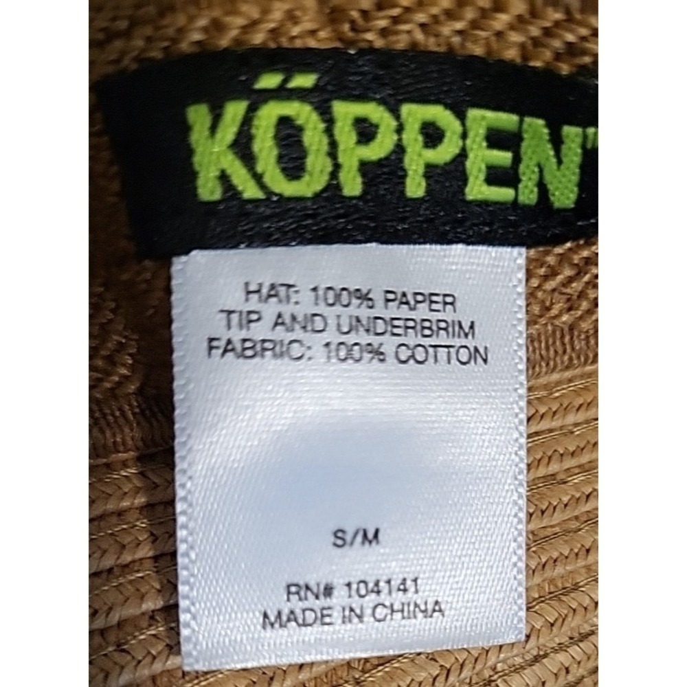 Koppen Wide Brim Straw Hat S/M Unisex Outdoor Sun with Chin Strap - Picture 6 of 10